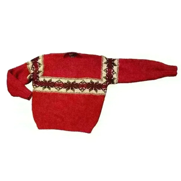 Vintage 1996 Polo Ralph Lauren Hand Knit Aztec Sweater Wool Men’s XL - Picture 1 of 4